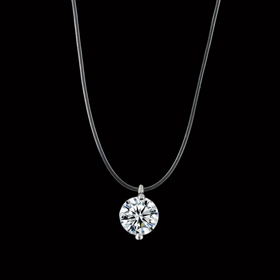 Transparent Fishing Line Necklace Female Silver Invisible Chain Women Rhinestone Choker Collier Femme Punk | Украшения и