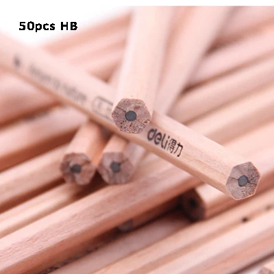 50pcs HB Hexagon Деревянные карандаши 30 шт. или 50 шт. треугольные HB 2B 2H Детские ученики эскизы канцелярские HB 2B бутилированные шестиугольный карандаш deli - Цвет: 50pcs HB Hexagon
