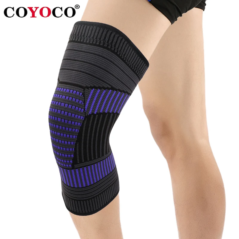 

COYOCO Sport Knee Support Pads 1 Pcs Double Anti Slip Strip Knitting Kneepads Purple Knee Warm Protector for Joint Pain Relief