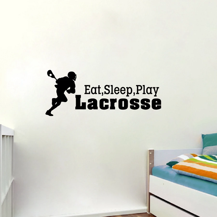 Виниловая наклейка на стену EAT SLEEP PLAY LACROSSE для мальчиков|vinyl wall stickers|wall stickervinyl |