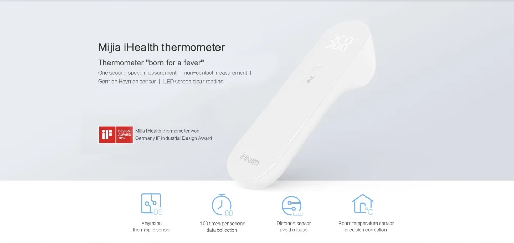 Xiao mi jia iHealth термометр светодиодный Бесконтактный измеритель температуры лба mi для детей и взрослых