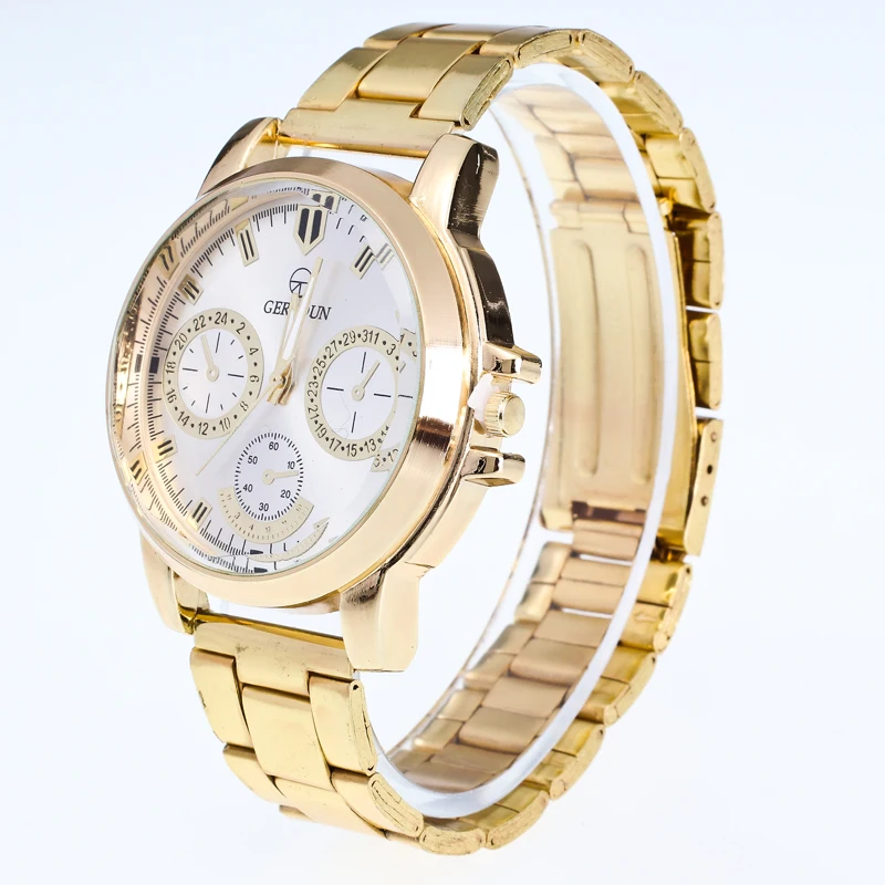 GERIDUN мужские золотые часы Брендовые Роскошные спортивные кварцевые из