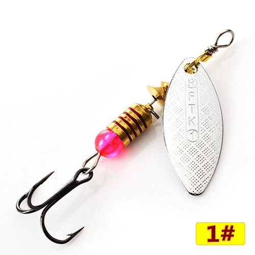 sliver1 FTK 1 шт. 1#2#3#4#5# Спиннер приманка с бусинами с тройными крючками для приманки для ловли щуки - Цвет: sliver1