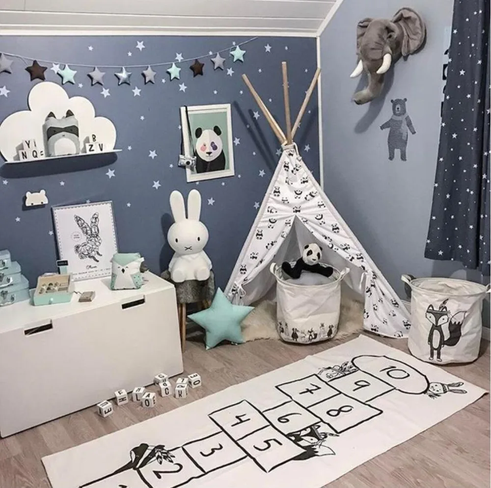 Цифровые шашки INS Мультяшные Детские холщовые коврики для ползания с принтом