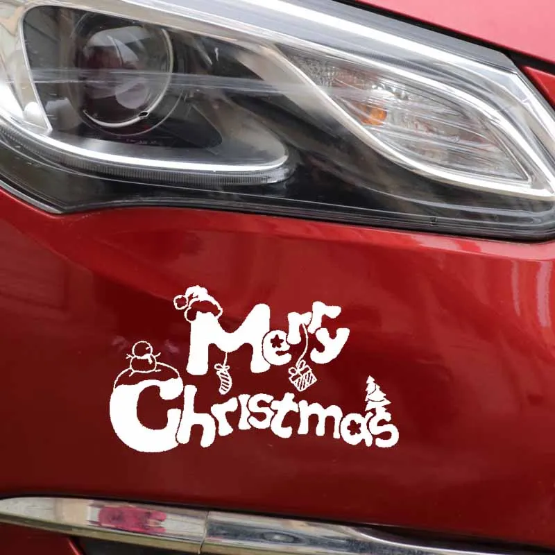 

YJZT 16.9CM*9.8CM Car Sticker Vinyl Decal Merry Christmas Creative Design Of Character Individuality Black/Silver C23-0156
