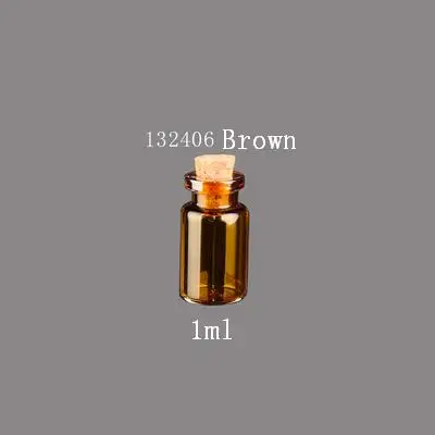10 шт./лот 13x24x6 мм 1 мл пустые стеклянные бутылки с пробкой сделай сам коричневые