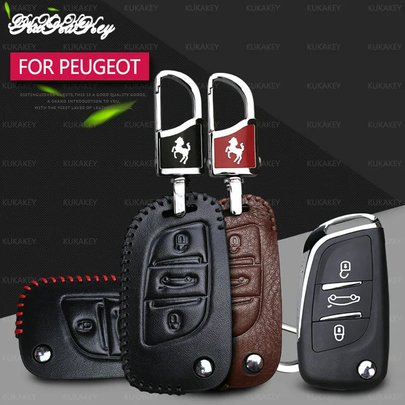 Кожаный чехол для ключей с 3 кнопками PEUGEOT 207 307 308 Citroen C2 C3 C4 C5 C6 C8 автомобильные