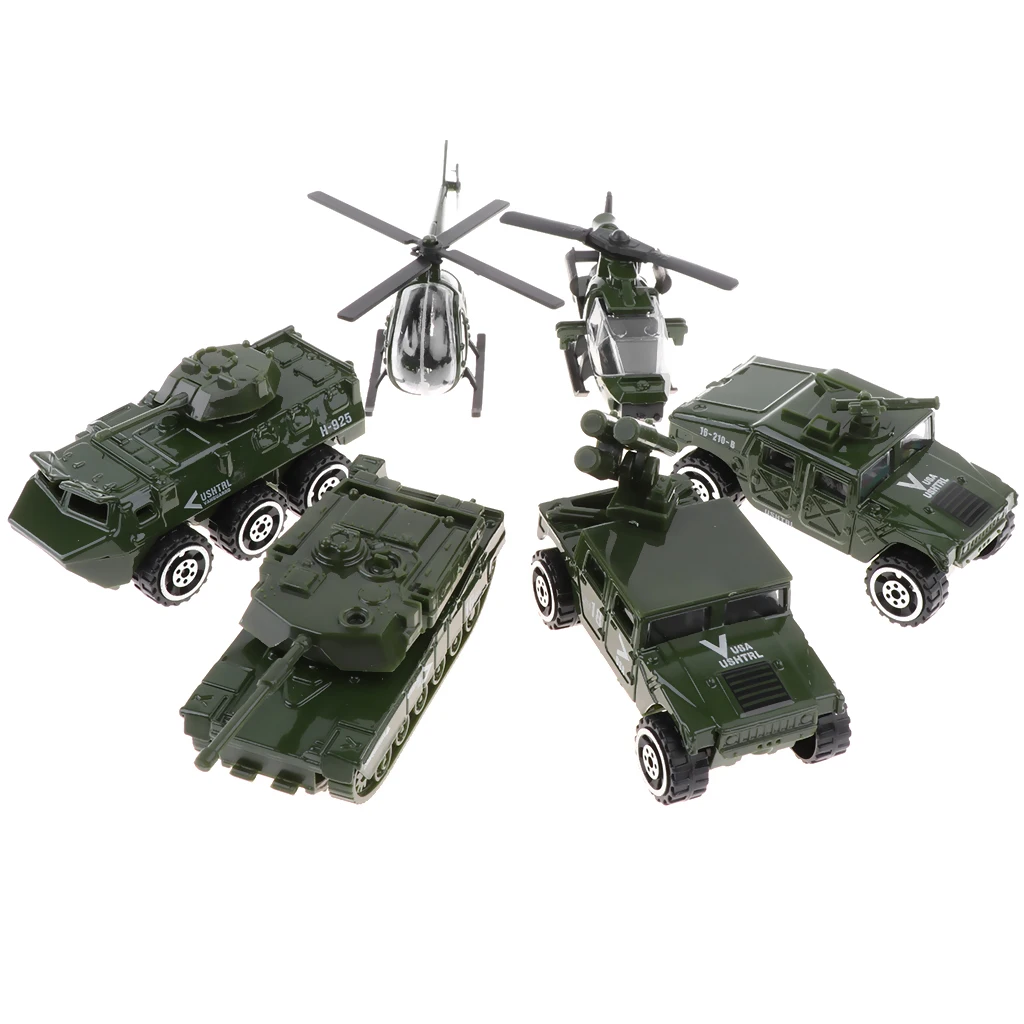 1/87 литые военные автомобили 6 в 1 Ассорти металлических армейских моделей
