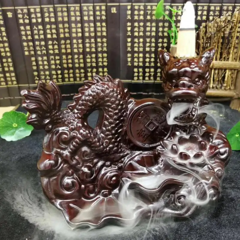 

Dragon Incense Burner Wierook Waterval Smoke Waterfall Backflow Incense Burner Incense Sticks Holder Black Sandalwood Home Decor