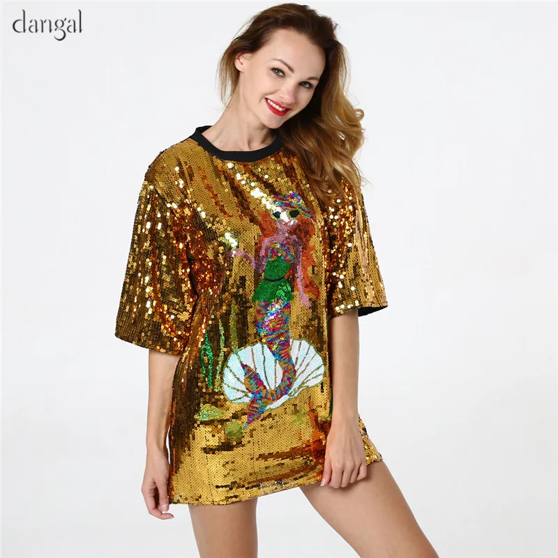New Sequin T Shirt With Sequins Cute Mermaid Cartoon Sequined Shirts Women Silver Clothing Club Party Woman tshirt top | Женская одежда