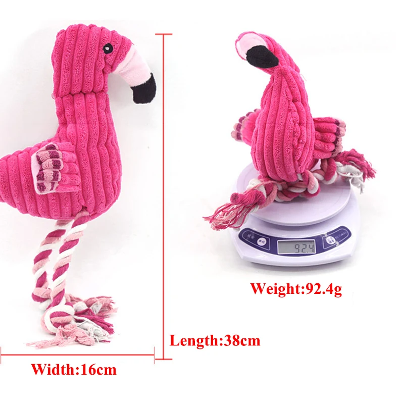 Игрушка для собак Pet Dogs Squeak - Новая популярная плюшевая игрушка Фламинго для жевания, устойчивая к укусам, интерактивная, подходит для маленьких и больших животных.