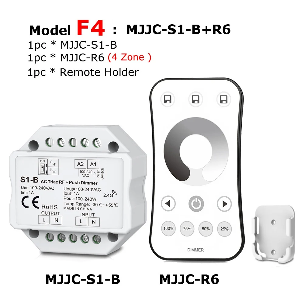 Model F4 Светодиодный диммер Triac 220V 230V 110V 2,4G беспроводной RF дистанционный Диммируемый кнопочный переключатель умный Wifi диммер для светодиодной лампы - Цвет: Model F4