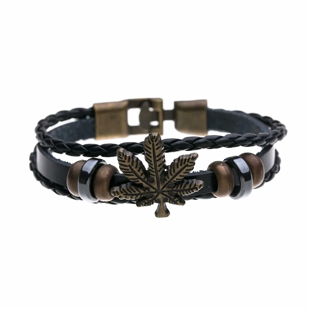 GG Bracelet Men Casual Fashion Braided Leather Bracelets For Women Wood Bead Punk Rock Jewelry | Украшения и аксессуары