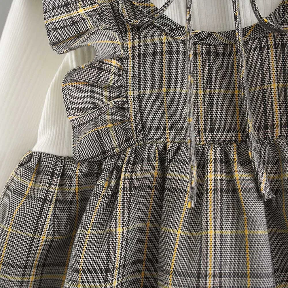 Милое платье для маленьких девочек Vestido Infantil в духе колледжа От 0 до 2 лет осеннее