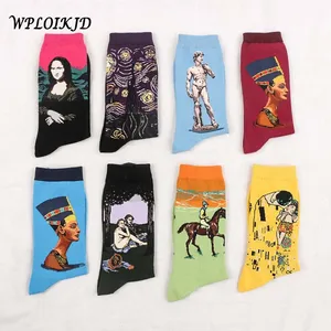Модные удивительные носки WPLOIKJD с 3D принтом в стиле Харадзюку, женские и мужские забавные носки с известным рисунком Ван Гога, женские носки