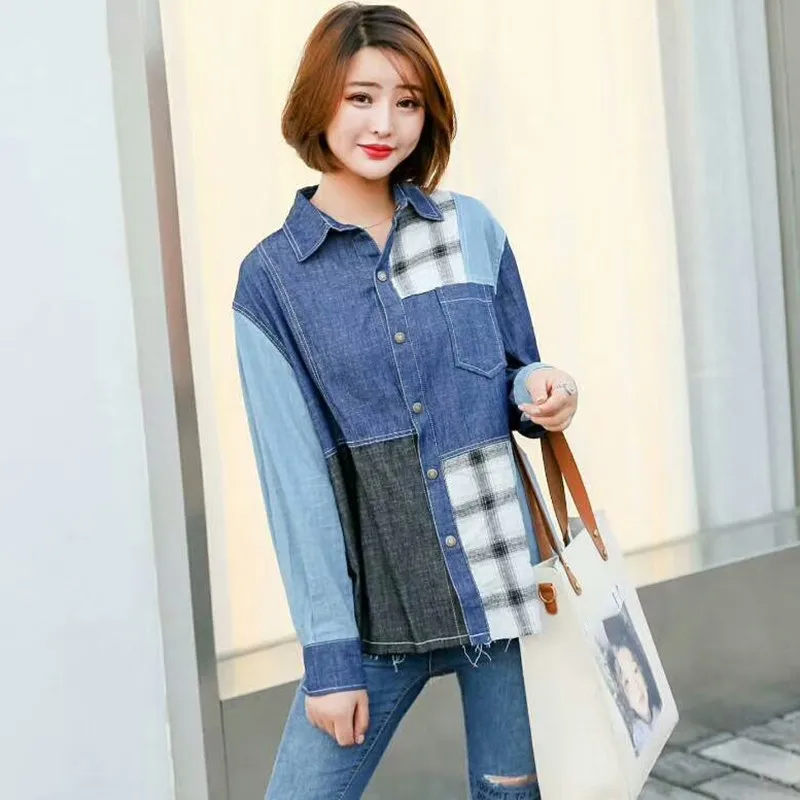 Женская клетчатая блузка TWOTWINSTYLE осенняя черная повседневная однобортная