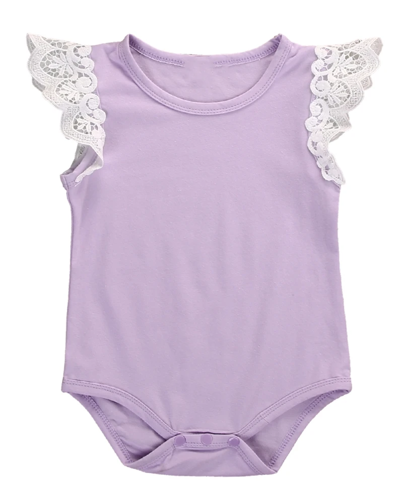Хлопковый комбинезон для новорожденных девочек кружевной джемпер без рукавов с