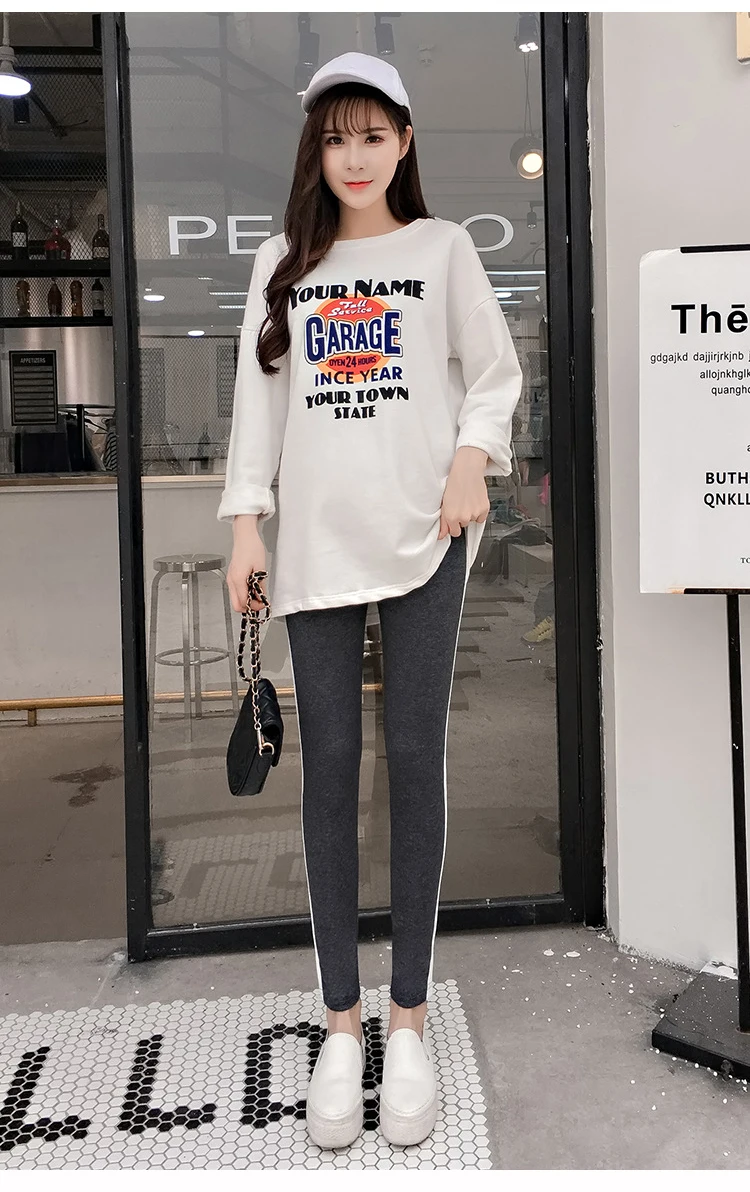 Maternity Legging Stripe Casual Elastic Waist Belly Sports Legging Clothes for Pregnant Cotton Women Pregnancy Pencil Pants
