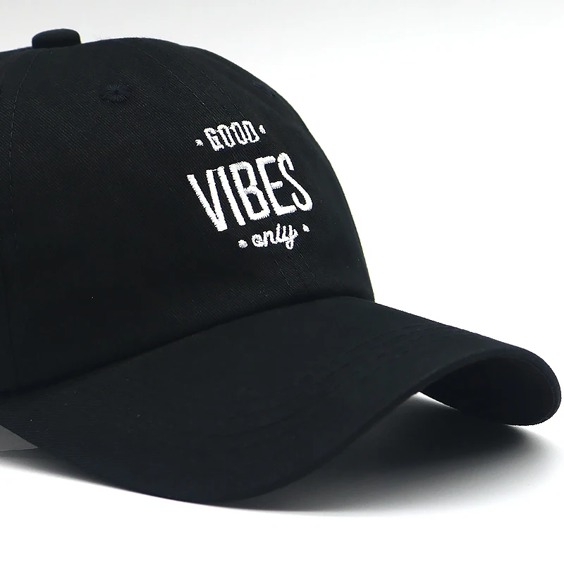 Мужская мода Хорошее VIBES ONLY бейсболка хлопок с буквенным принтом шляпа c вышивкой, для отца женская шляпа от солнца, кепки в стиле хип-хоп и Шапки Панама