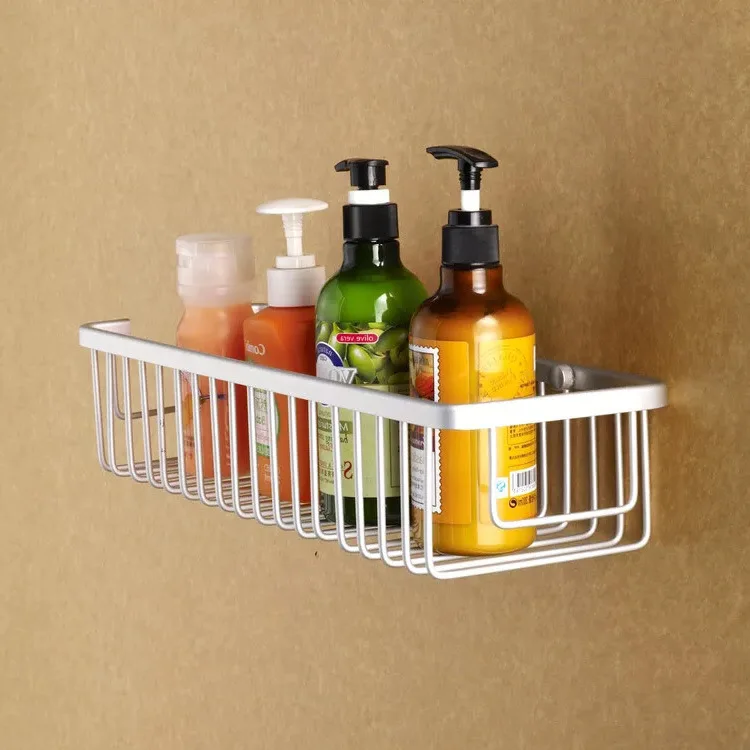 

1 шт. Ванная комната полками хром Серебряная настенная стойка Полотенца крючки Стиральная Душ корзинка для косметики дома аксессуары для ва...