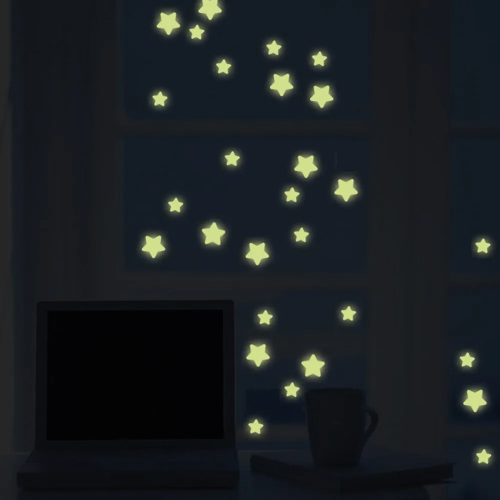 2019 New Kids Bedroom Fluorescent Glow In The Dark Stars Wall Stickers Home Decor Room Art Drop Shipping |