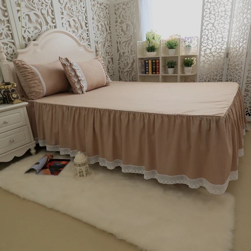 Бесплатная доставка 100% хлопок саржа Корейская принцесса оборки цвета хаки