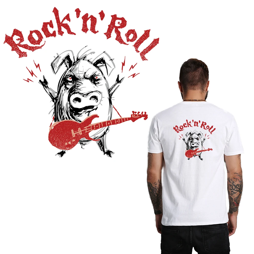 Rock Cool Pig патчи с железом на сердце для одежды футболка пальто животное наклейка Экологичные DIY патчи аппликация 2 шт