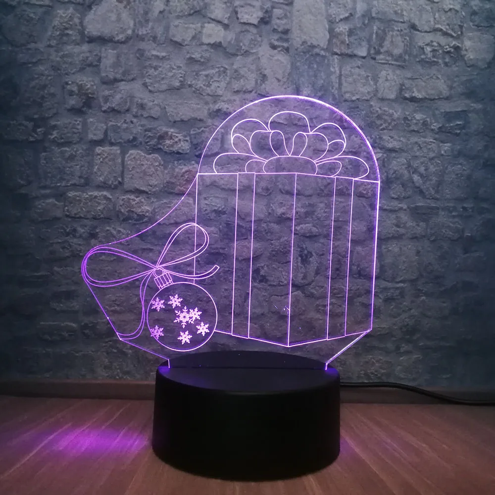 3D НОВАЯ РОЖДЕСТВЕНСКАЯ лампа коробка светодиодный светильник RGB 7 цветов