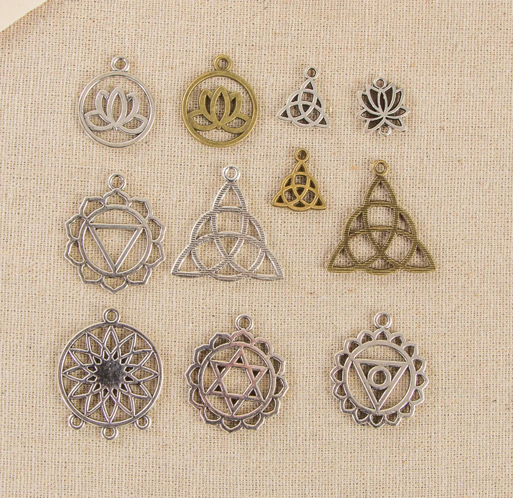 30 шт цветок жизни очарование чакр кулон лотоса брелок ювелирные изделия DIY в