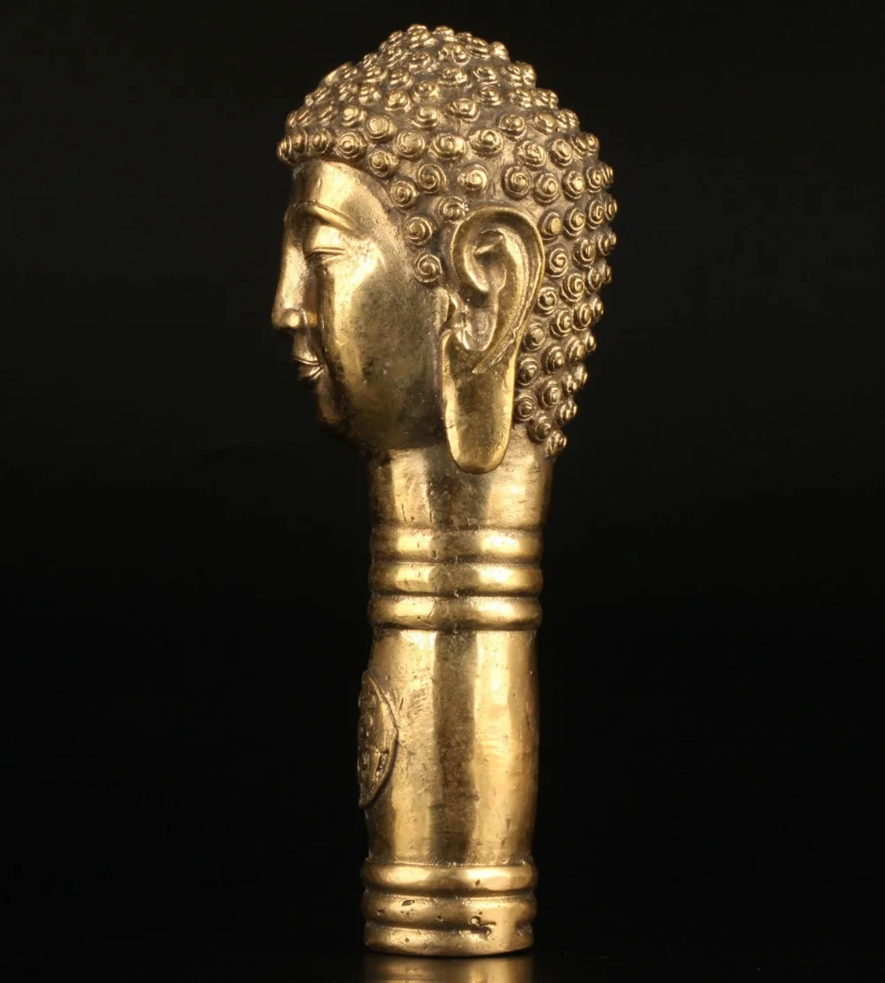 Коллекционный старинный стиль ручной работы медный статуя Будды рукоятка для