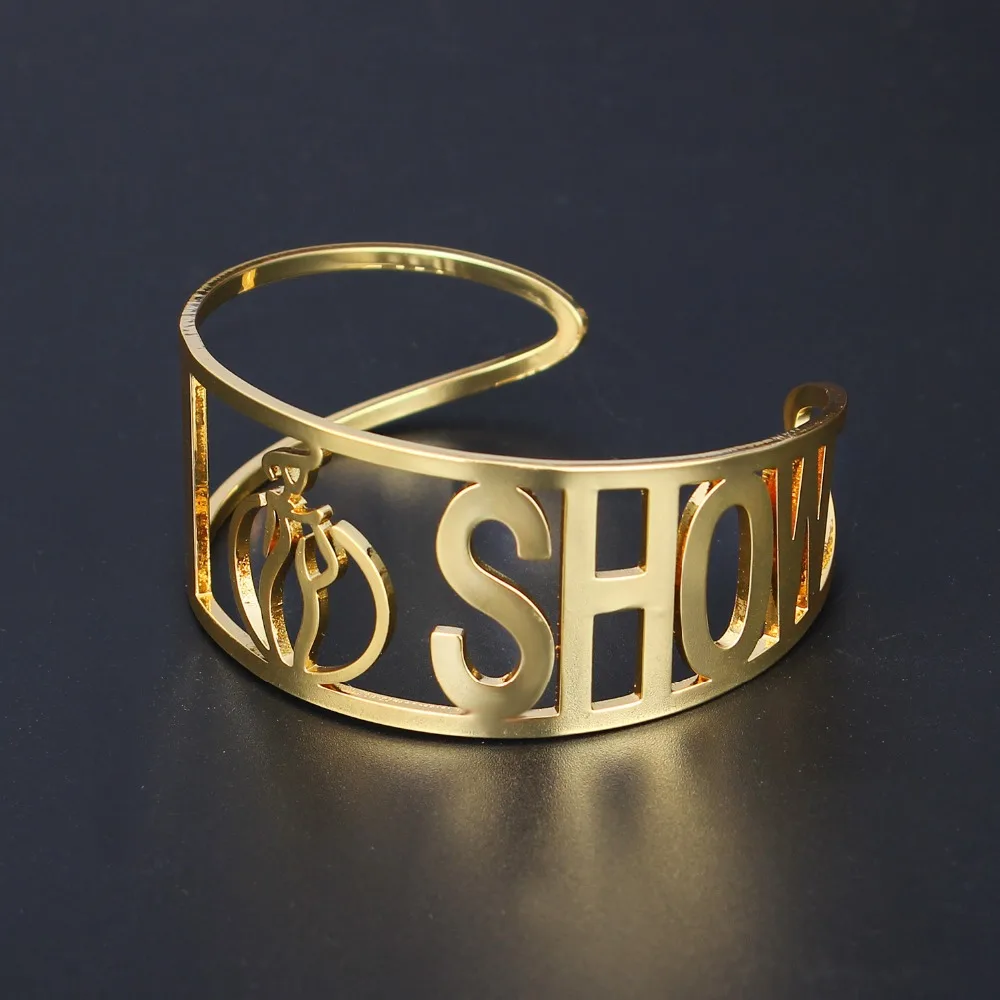 ISHOW Gold-color Cuff Bangles For Woman Man Copper Bracelet Adjustable Punk Bracelets &amp Fashion Jewelry Accessories | Украшения и