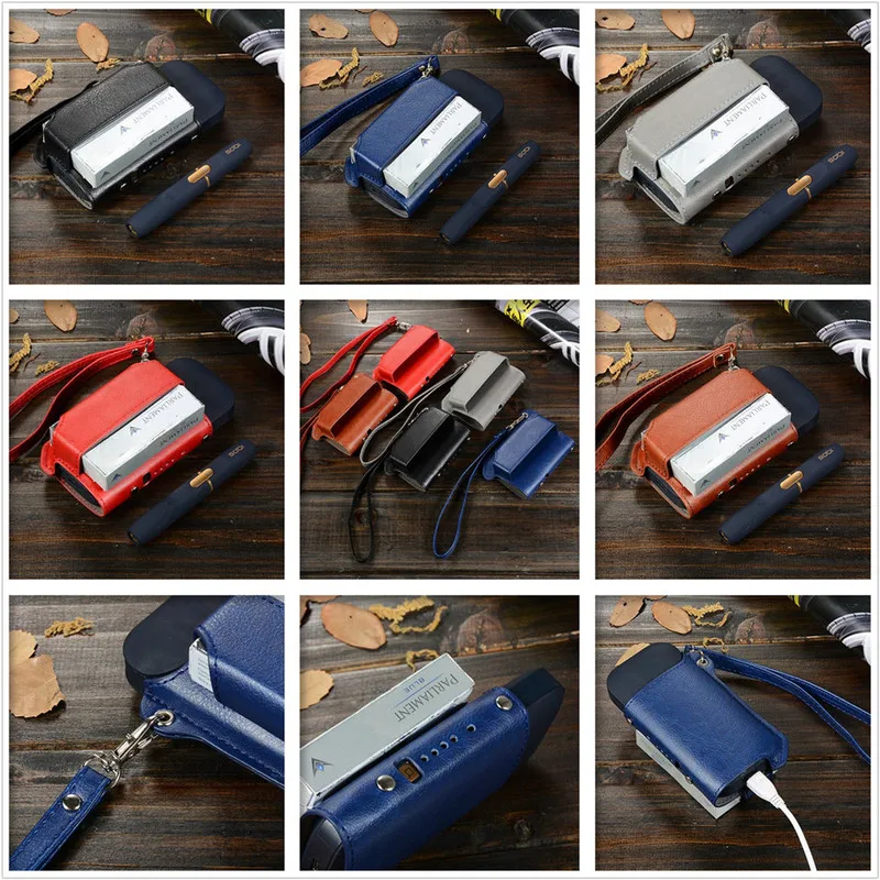 Fashion Luxury Leather Bag for IQOS 2.4 Case Plus E Cigarette Accessories Carrying Protective Cover + Lanyard |