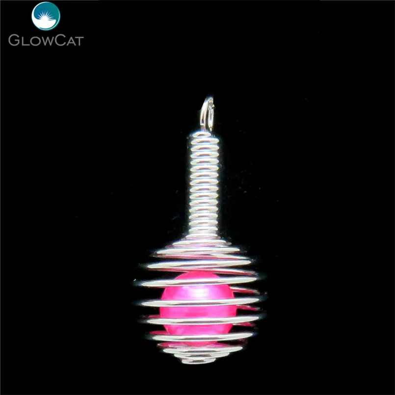 K582 5pcs/lot Silver Iron 33mm Wooden Club Spiral Ball Pearl Cage Beads Pendant Locket Fairytale Party Essential Oil Diffuser | Украшения и