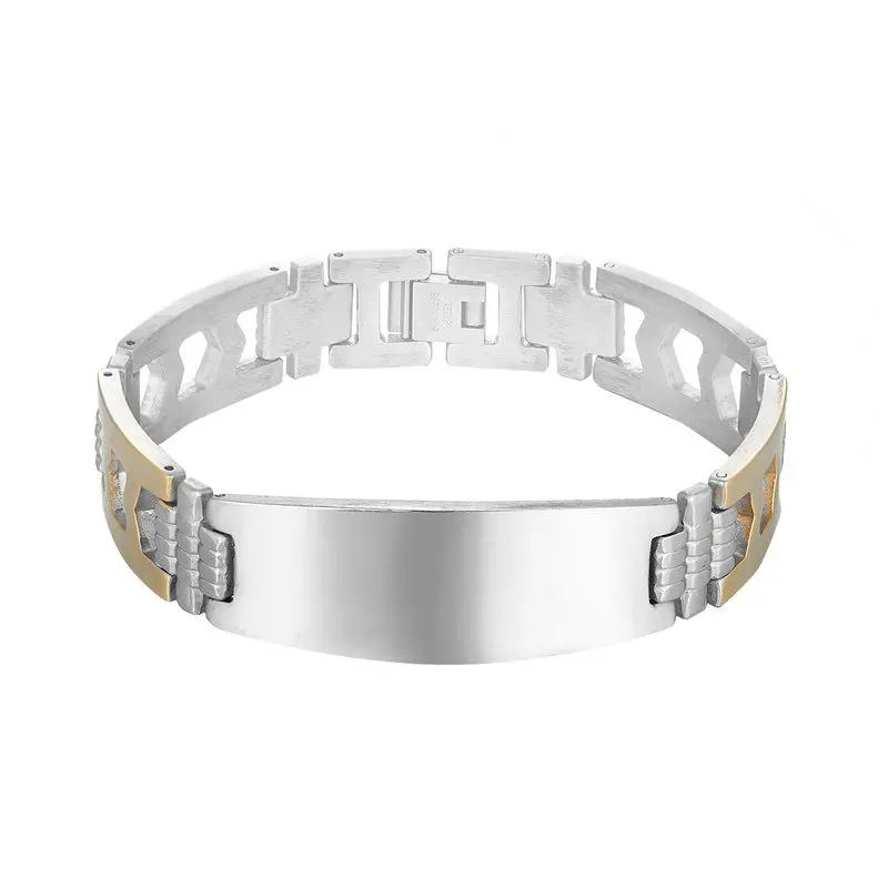 High Quality Stainless Steel Bracelets &amp Bangles Men Female Hand stitching Style Charm Lettering Punk Silver Bracelet Pulseras |