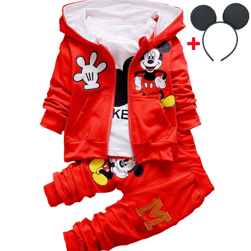 Set And Accessories Disney/Рождественская детская одежда для мальчиков, наборы блузок, Осенние Топы с длинными рукавами на молнии для отдыха, комплекты со штанами, спортивные костюмы для детей, комплекты с изображением Микки Мауса - Цвет: Set And Accessories