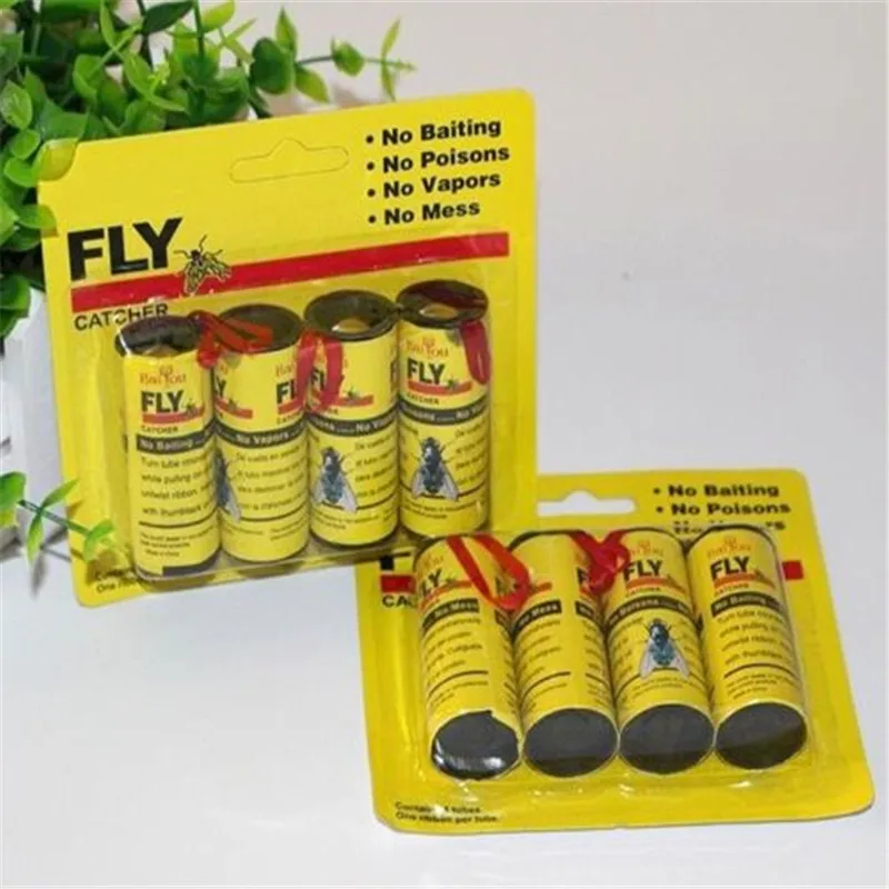 4 рулона насекомых ошибках FLY клей Бумага Catcher ловушка лента полоса липкая