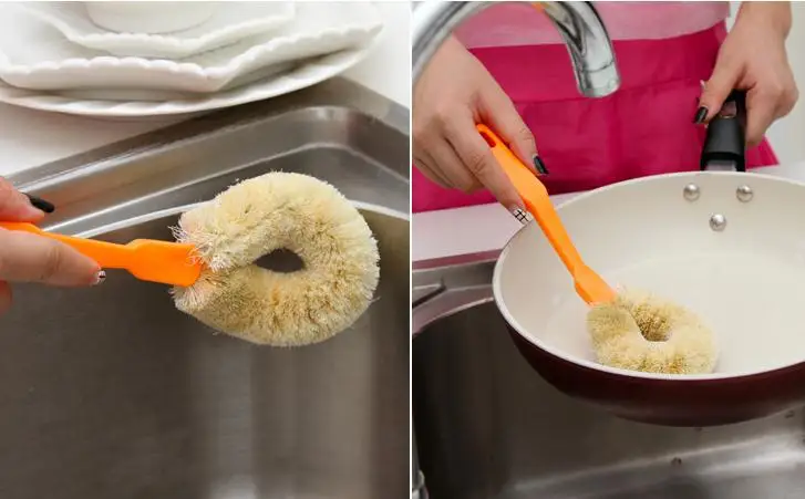 Щетка с длинной ручкой для кастрюли насадка кухонной щетки из пенькового волокна