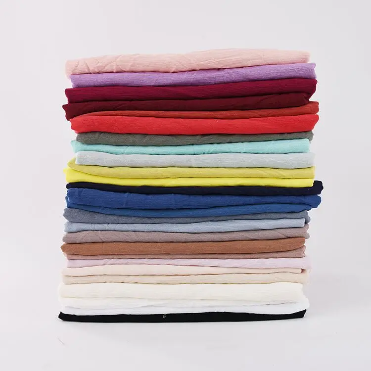 

Four seasons Fashion female scarf women scarf Man-made cotton plain crumpled scarf Muslim folded headscarf fashion shawl