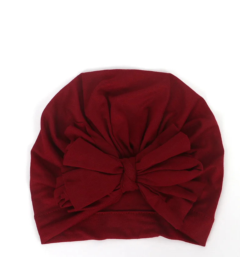 Color 4 Burgundy Повязка на голову для маленьких девочек, шапка с бантиком, топ, тюрбан из хлопка, повязка на голову, подарок для детского душа - Цвет: Color 4 Burgundy