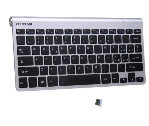 Italian Silver Black Zienstar ультра тонкая 2,4 ГГц Беспроводная клавиатура для Macbook/PC компьютера/ноутбука/Smart tv с usb-приемником, английский/Fr/Испанский/Ru - Цвет: Italian Silver Black