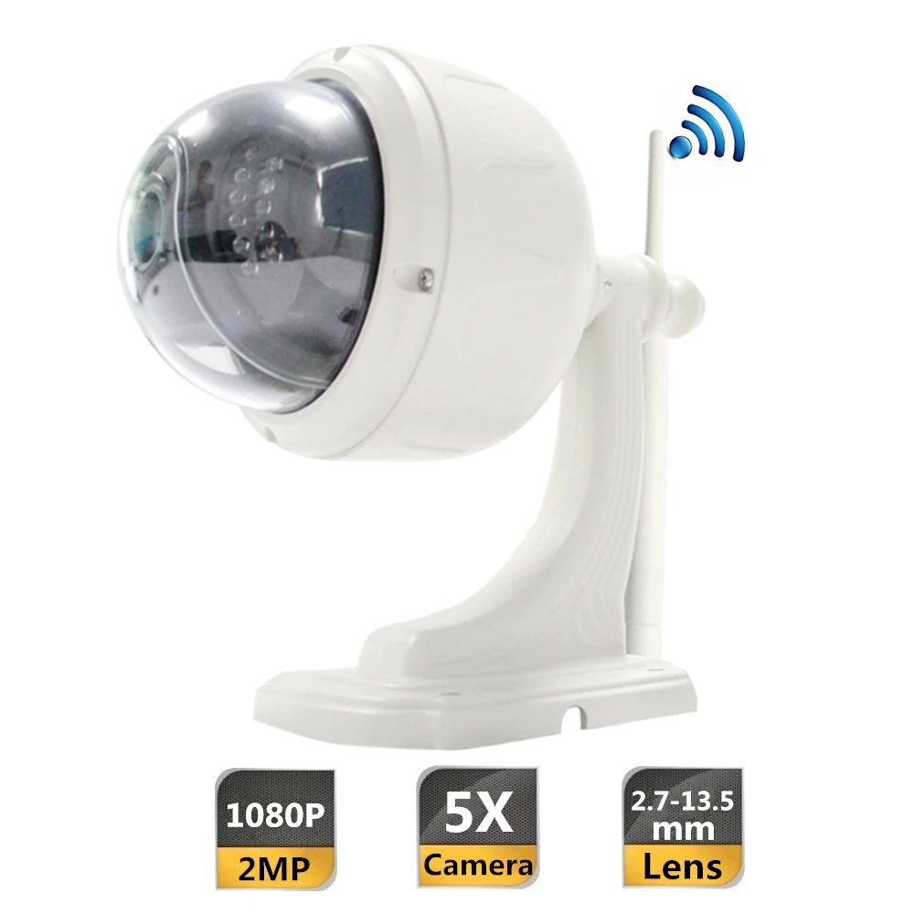 2.0MP WiFi наружная IP камера 5x оптический зум PTZ Беспроводная ночного видения 1080P HD