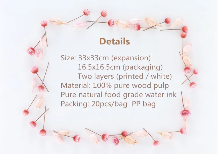 33*33 см 20 Шт./упак. Роза Салфетка Партия 100% Девственницы Вуд для свадьбы ужин
