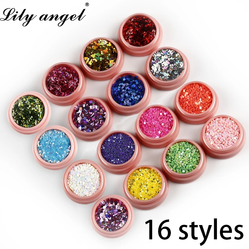 LiLy Angel, оболочка для ногтей, порошок, акриловый, дробленый корпус, порошок, блестящий хлопья, УФ гель, Типсы, украшения для маникюра, инструмент