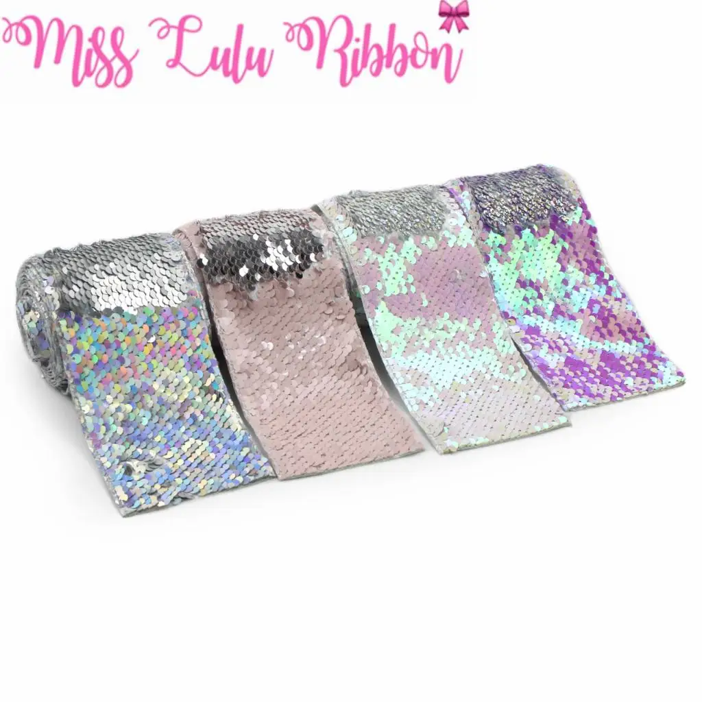 Двухцветная реверсивная лента с блестками голограмма серебряная подарочная