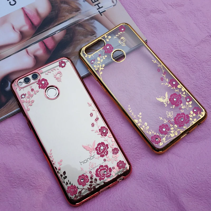YueTuo прозрачный чехол с золотыми бриллиантами для телефона etui capinha coque cover huawei honor 7x