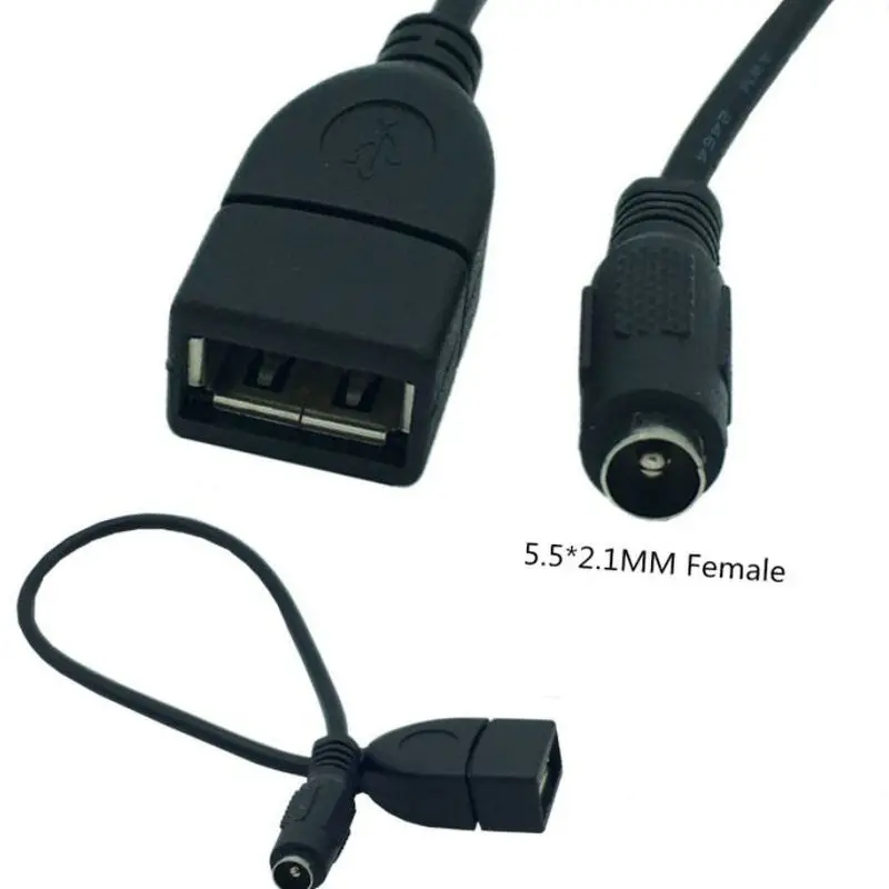 

Great-Q 5 шт. USB2.0 A Разъем для зарядного устройства постоянного тока 5,5*2,1 мм разъем для кабеля адаптера 25 см