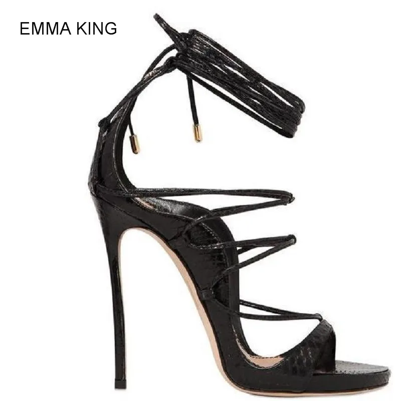 Emma king/пикантные однотонные высокие сандалии из искусственной кожи с