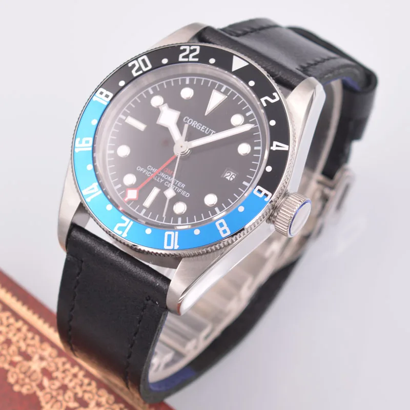 White pointer 41 мм Corgeut синий и черный GMT мужские часы сапфировые автоматические механические часы - Цвет: White pointer