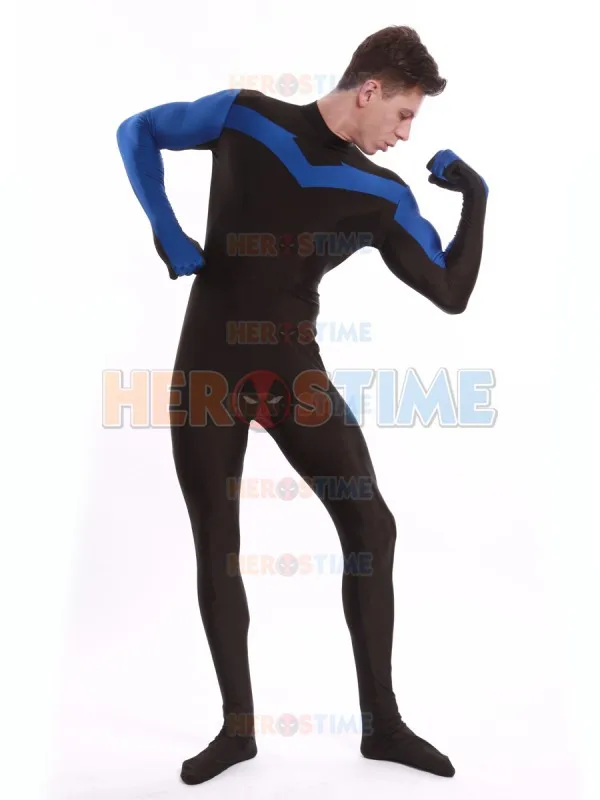 Синий и черный костюм супергероя из спандекса для взрослых костюмы косплея на