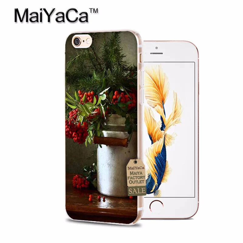 Мягкий чехол для телефона MaiYaCa из ТПУ с красным рованным деревом iPhone 8 7 6 6S Plus X 10 5 5s